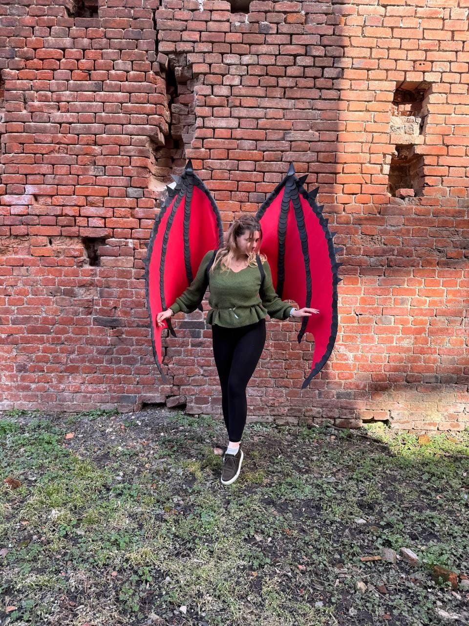 Red Dragon Wings with Spikes, Demon Bat Wings Cosplay, Large Fantasy Wings for Adults, Gothic Costume Wings, Fursuit Wings Custom image 13