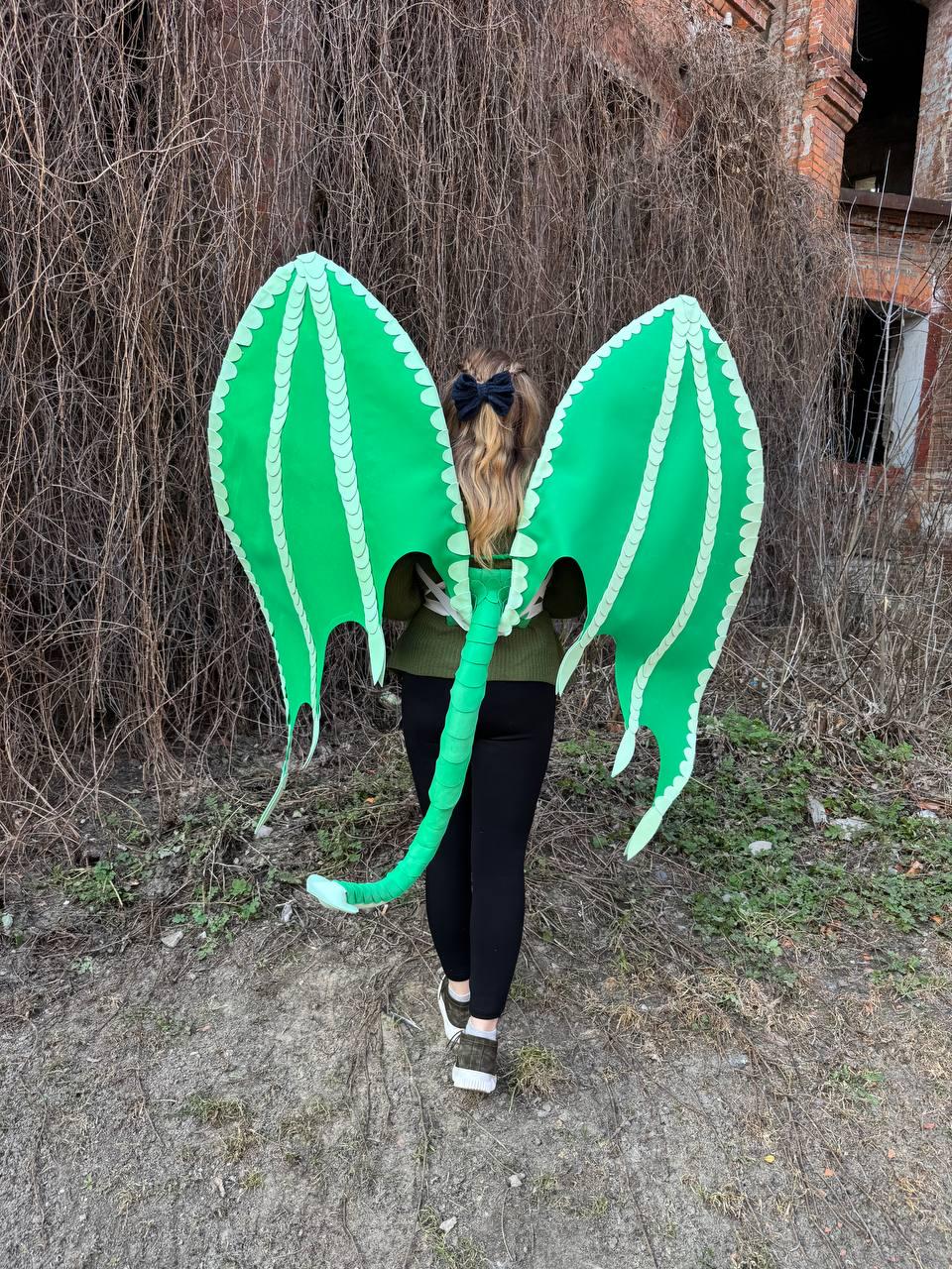 Green Dragon Wings and Tail Set, Dragon Cosplay Costume, Fursuit Dragon Tail, Fantasy Wings Costume, Adult Dragon Outfit image 17