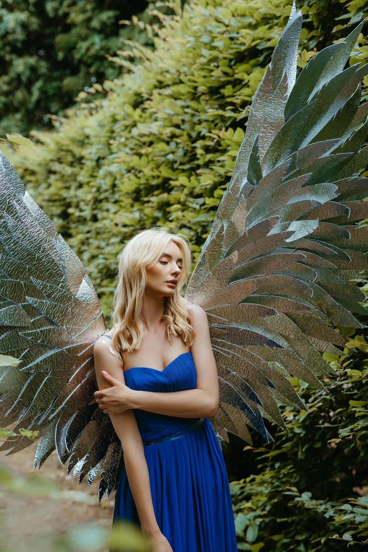 Large phoenix wings- Silver angel wings accessory for adults - Silver cosplay wings