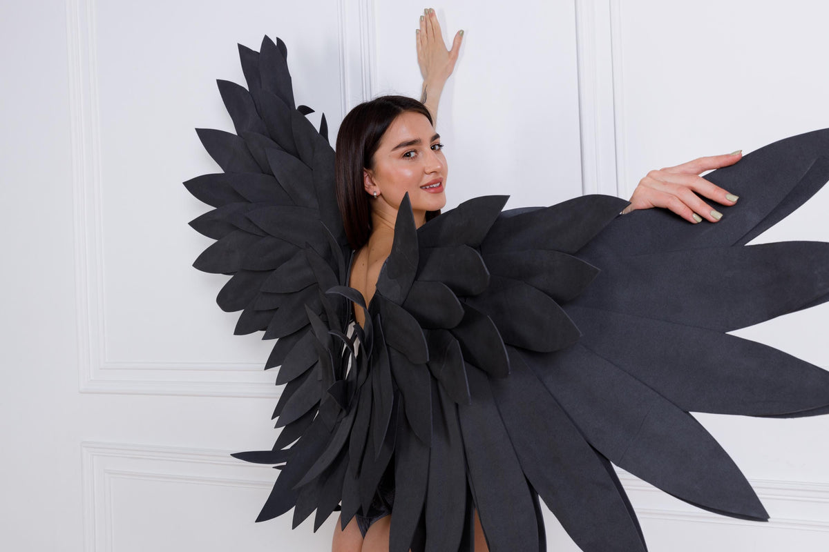 Black Wings Costume Accessory - Cosplay Festival Party Wear - Festival 2026 Costume - Realistic Wings image 2