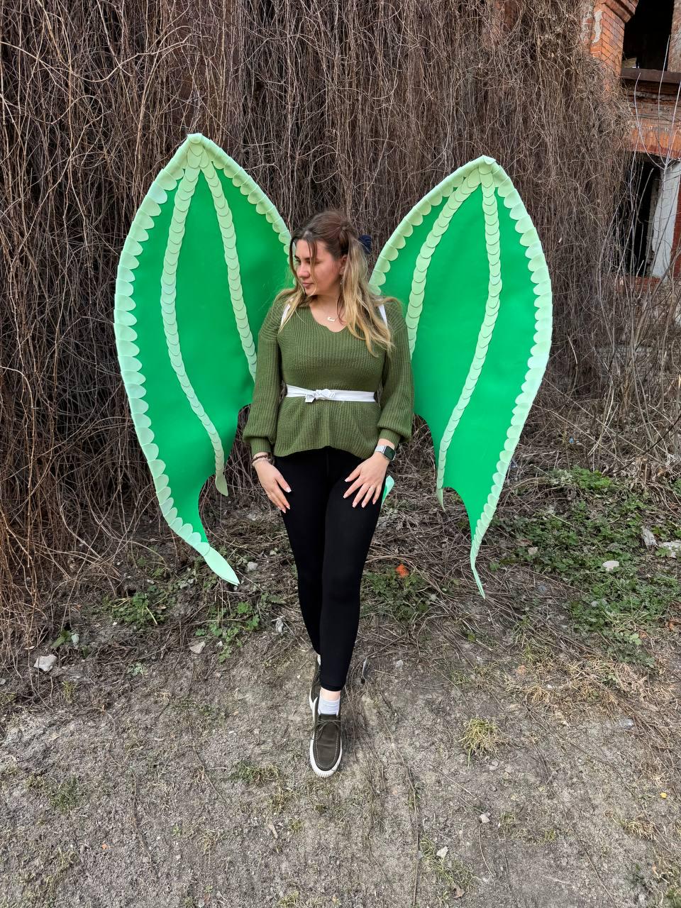 Green Dragon Wings and Tail Set, Dragon Cosplay Costume, Fursuit Dragon Tail, Fantasy Wings Costume, Adult Dragon Outfit image 12