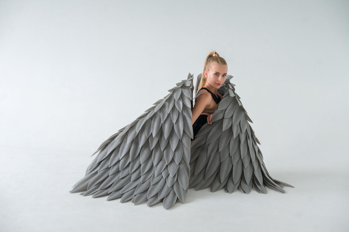 Gray Wings Costume – Movable Dance Performance Accessory (IZOLON)- Dance angel wings costume for adult -Wings for dance performances image 7