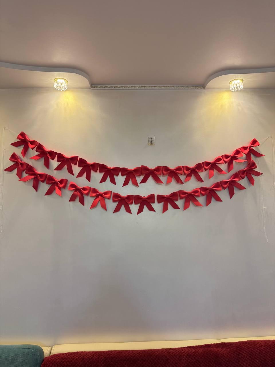 Red Bow Garland, Christmas Garland Decor, Mantel Garland, Holiday Bow Decor, Fireplace Garland, Festive Home Decor image 6