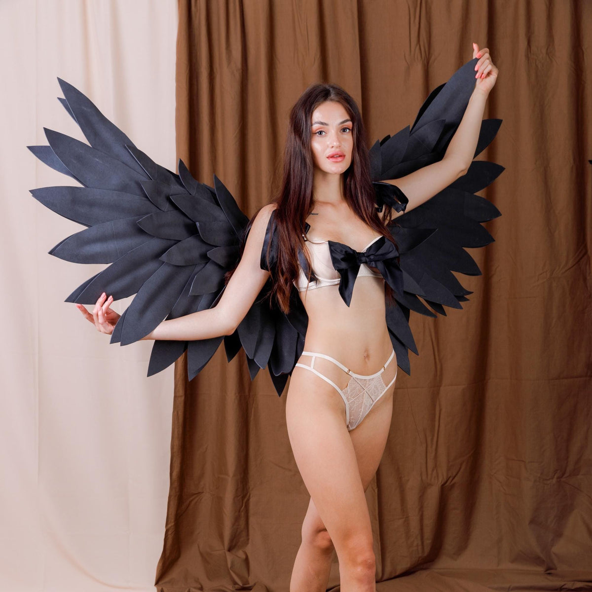 Black Angel Wings - Large Black Wings - Black Wings for Adults - Cosplay Costume Accessory Wings image 1