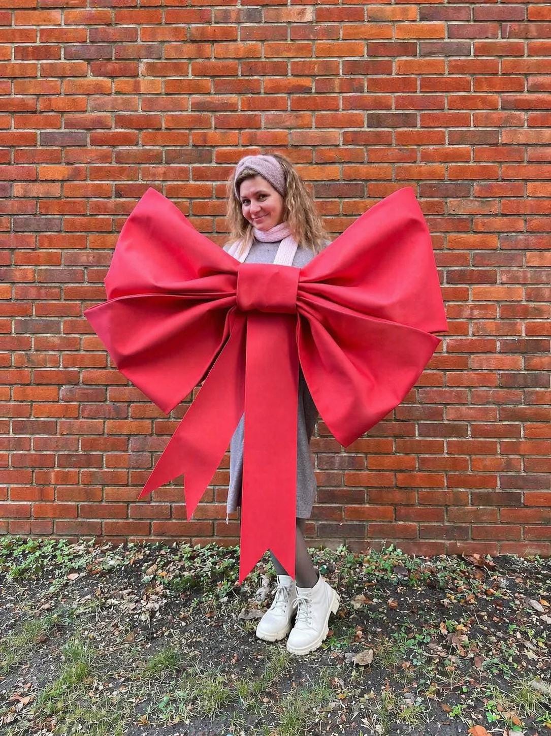 Extra large elegant bow - red, green, blue, gray - Christmas, wedding, birthday, decoration, holiday, surprise, gift, Valentines Day