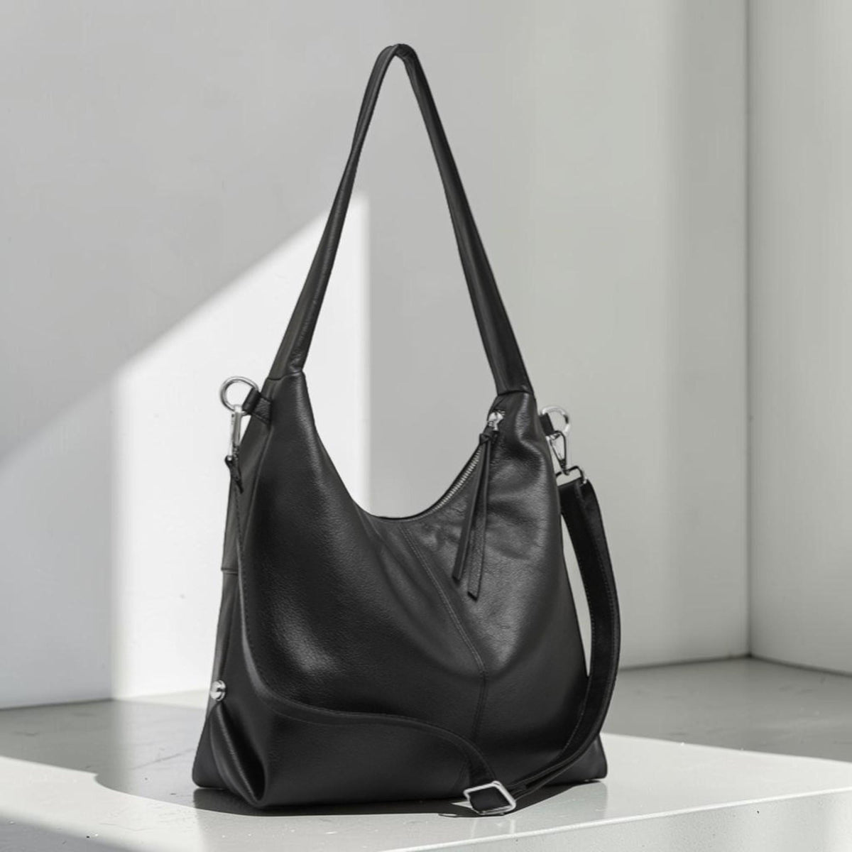 Leather Tote Bag Women, Large Capacity Shoulder Bag, Genuine Cowhide Commuter Purse, Casual Everyday Handbag, Underarm Tote Bag