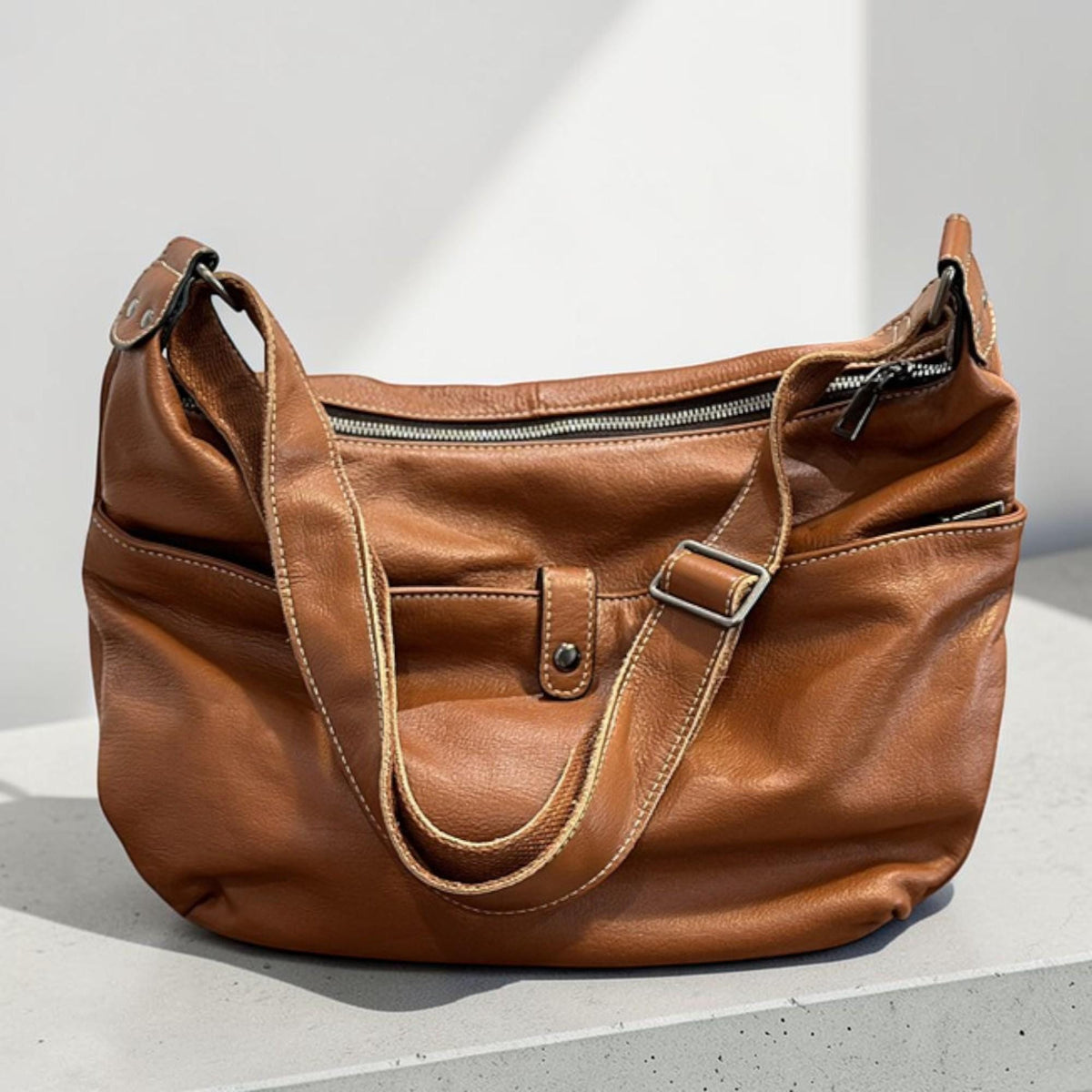 Large Leather Tote Bag Women, First Layer Cowhide Shoulder Bag, Stylish Crossbody Purse, Casual Everyday Handbag, Commuter Work Tote
