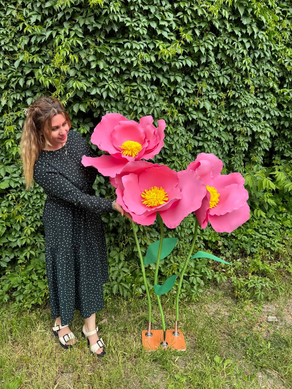 Giant Foam Flower, Oversized Standing Flower, Wedding Backdrop Decor, Event Photo Prop, Large Pink Peony Flower