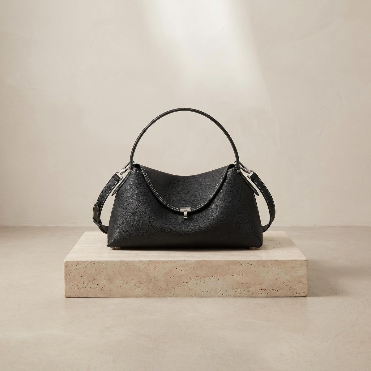 Leather Top Handle Bag for Women, Structured Crossbody Shoulder Bag, Minimalist Quiet Luxury Purse, Old Money Style Everyday Gift