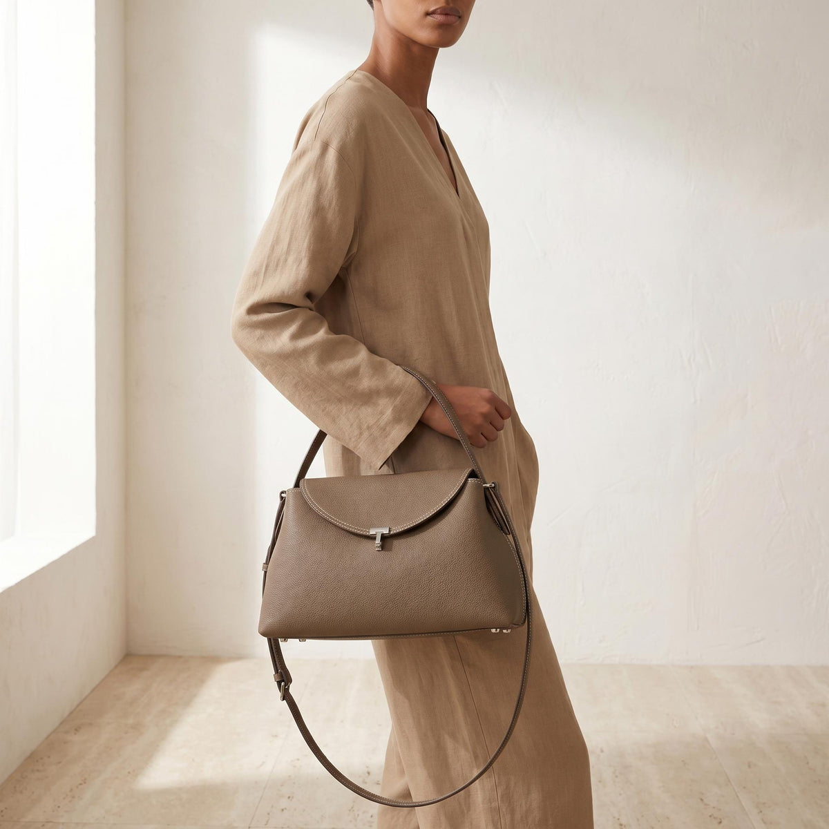 Leather Top Handle Bag for Women, Structured Crossbody Shoulder Bag, Minimalist Quiet Luxury Purse, Old Money Style Everyday Gift