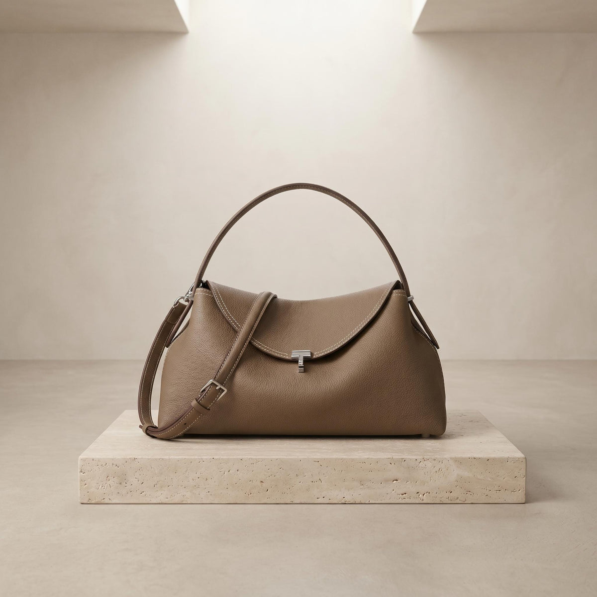 Leather Top Handle Bag for Women, Structured Crossbody Shoulder Bag, Minimalist Quiet Luxury Purse, Old Money Style Everyday Gift