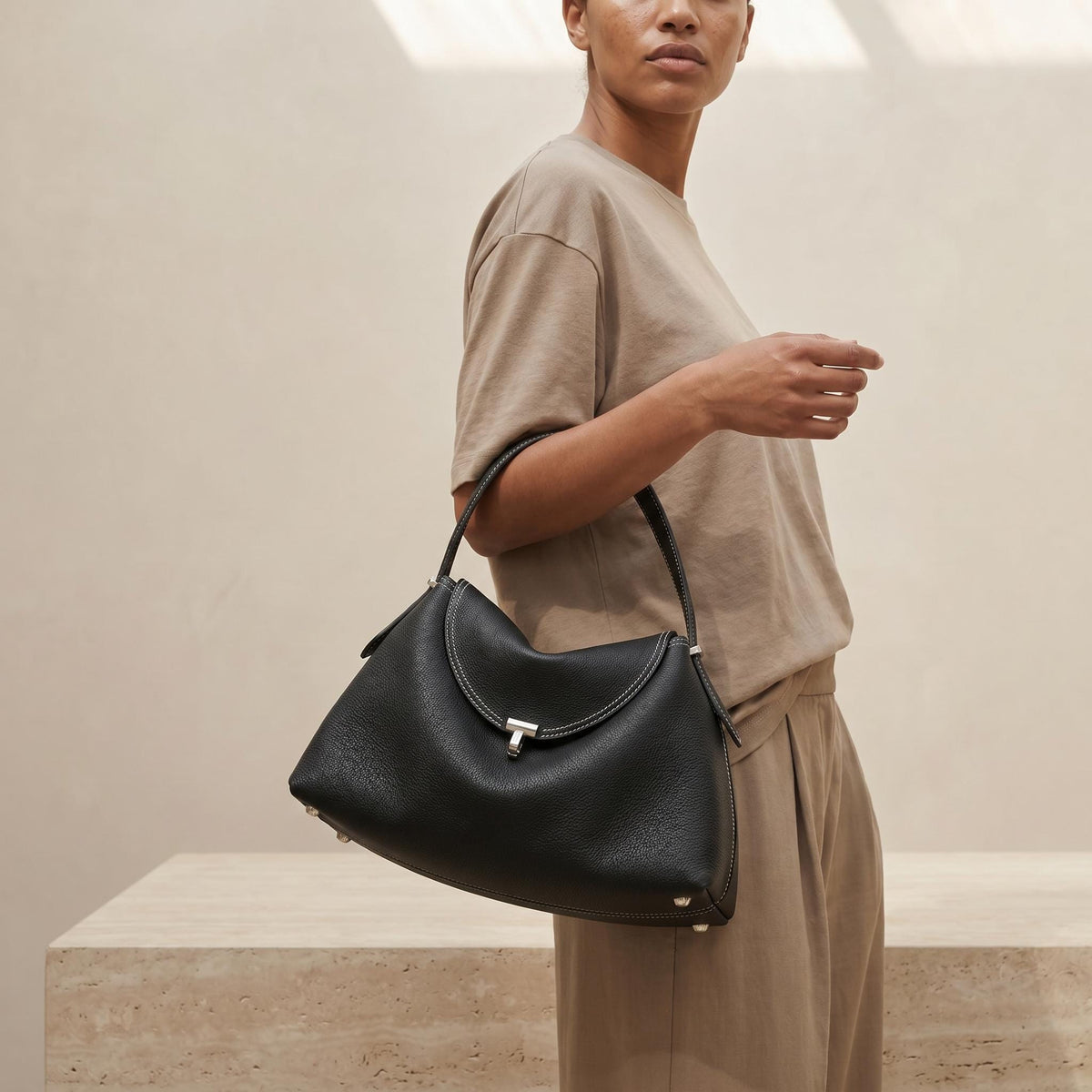 Leather Top Handle Bag for Women, Structured Crossbody Shoulder Bag, Minimalist Quiet Luxury Purse, Old Money Style Everyday Gift