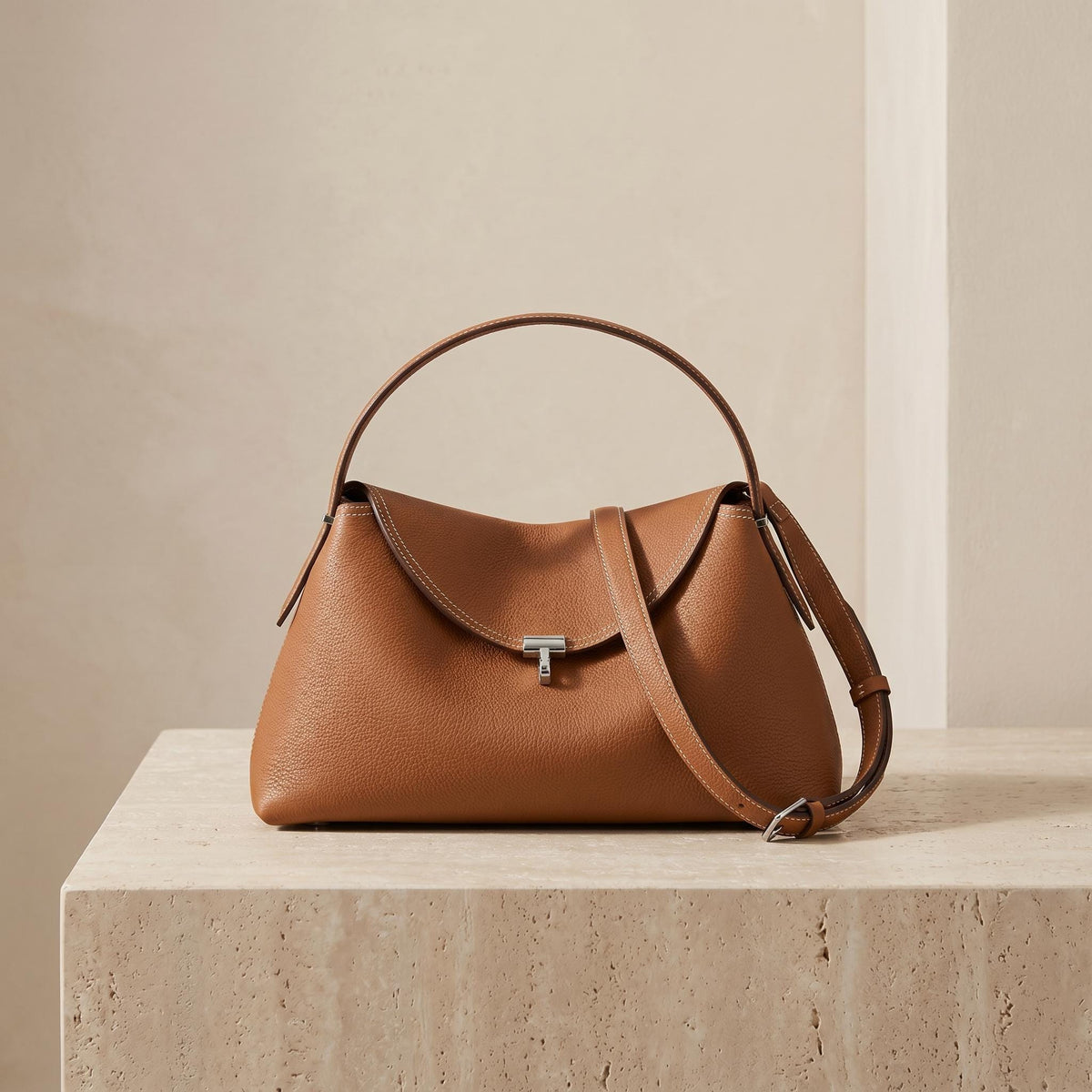 Leather Top Handle Bag for Women, Structured Crossbody Shoulder Bag, Minimalist Quiet Luxury Purse, Old Money Style Everyday Gift