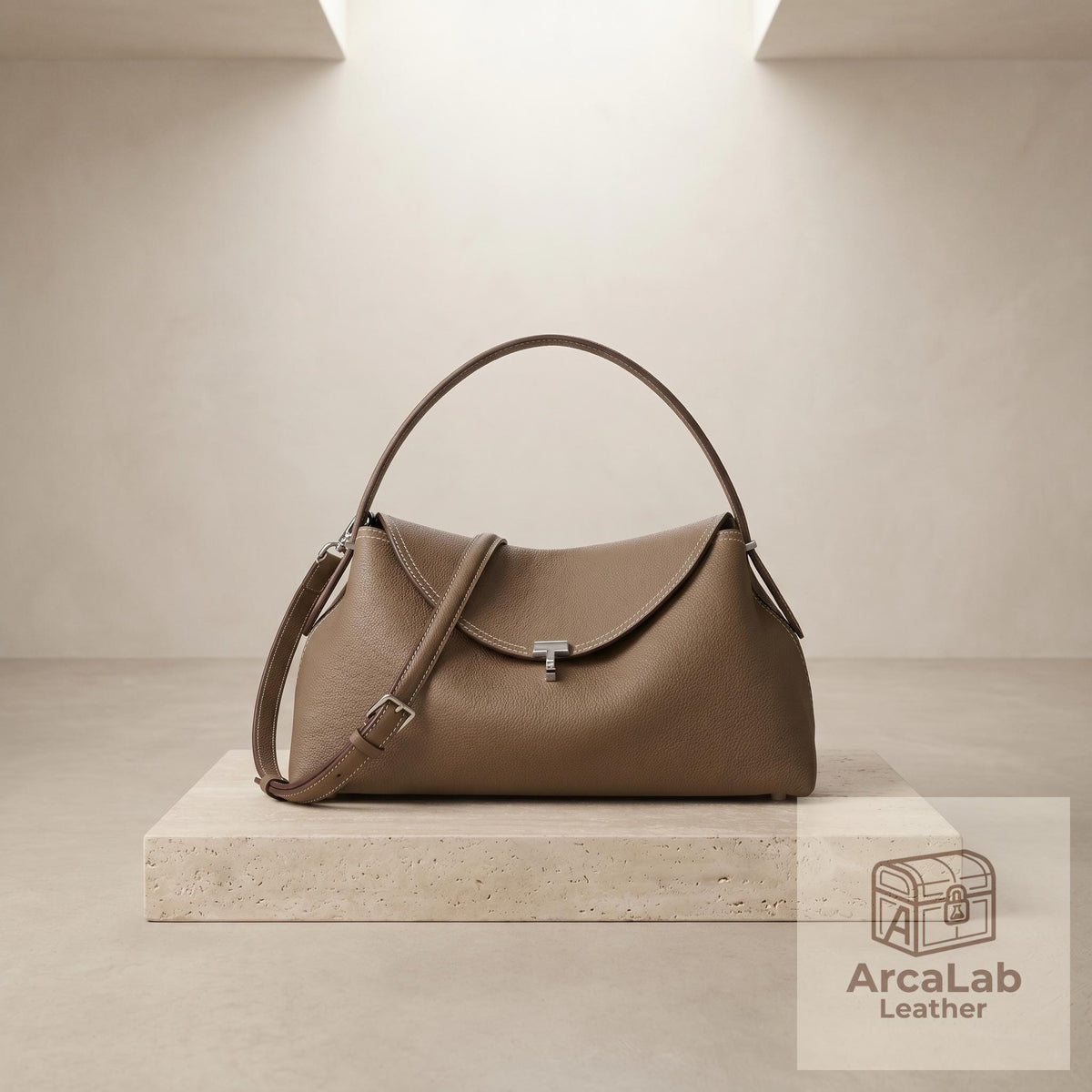 Leather Top Handle Bag for Women, Structured Crossbody Shoulder Bag, Minimalist Quiet Luxury Purse, Old Money Style Everyday Gift