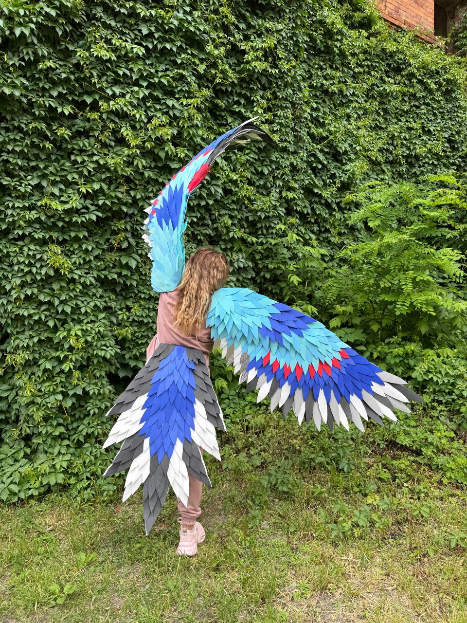 Bird Wings Costume with Tail, Macaw Cosplay, Tropical Parrot Outfit, Large Performance Wings, Festival Carnival Costume image 8