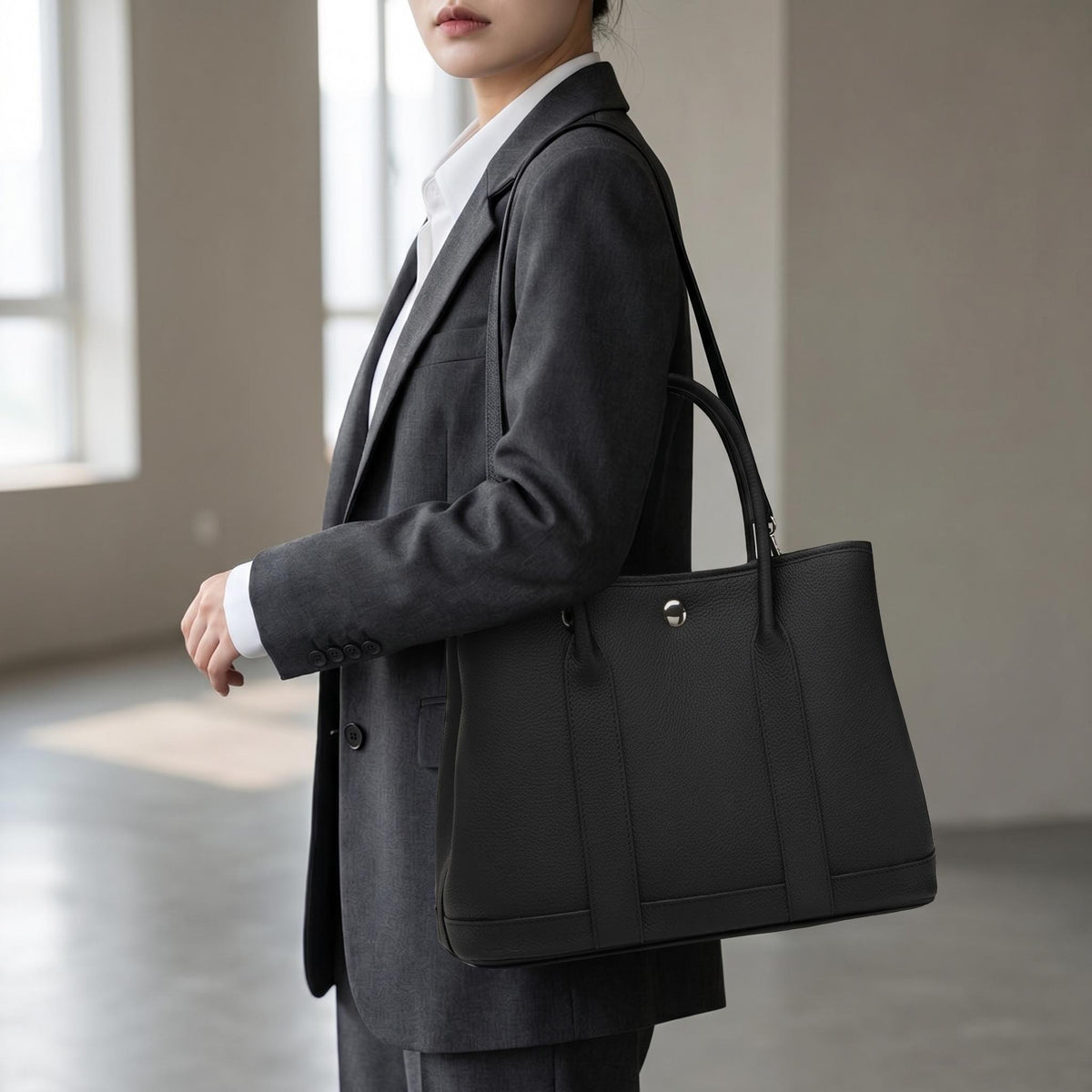 Handmade Leather Tote Bag Women, Full Grain Cowhide Shoulder Bag, Large Capacity Crossbody Purse, Womens Work Handbag, Adjustable Strap