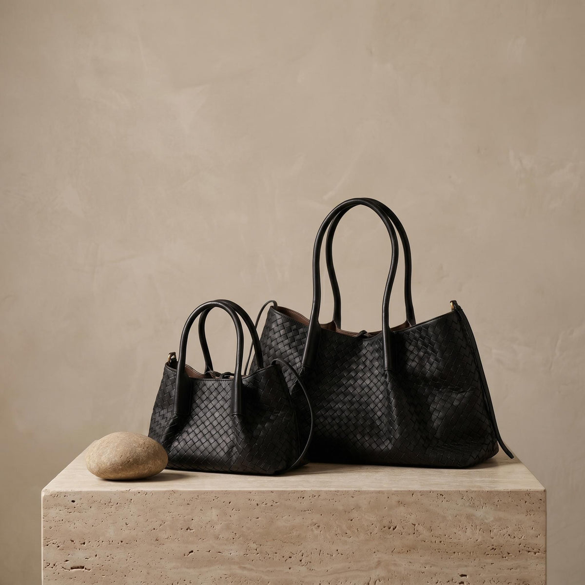 Handwoven Leather Tote Bag, Woven Leather Shoulder Bag, Soft Genuine Leather Purse, Minimalist Quiet Luxury Handbag, Gift for Her