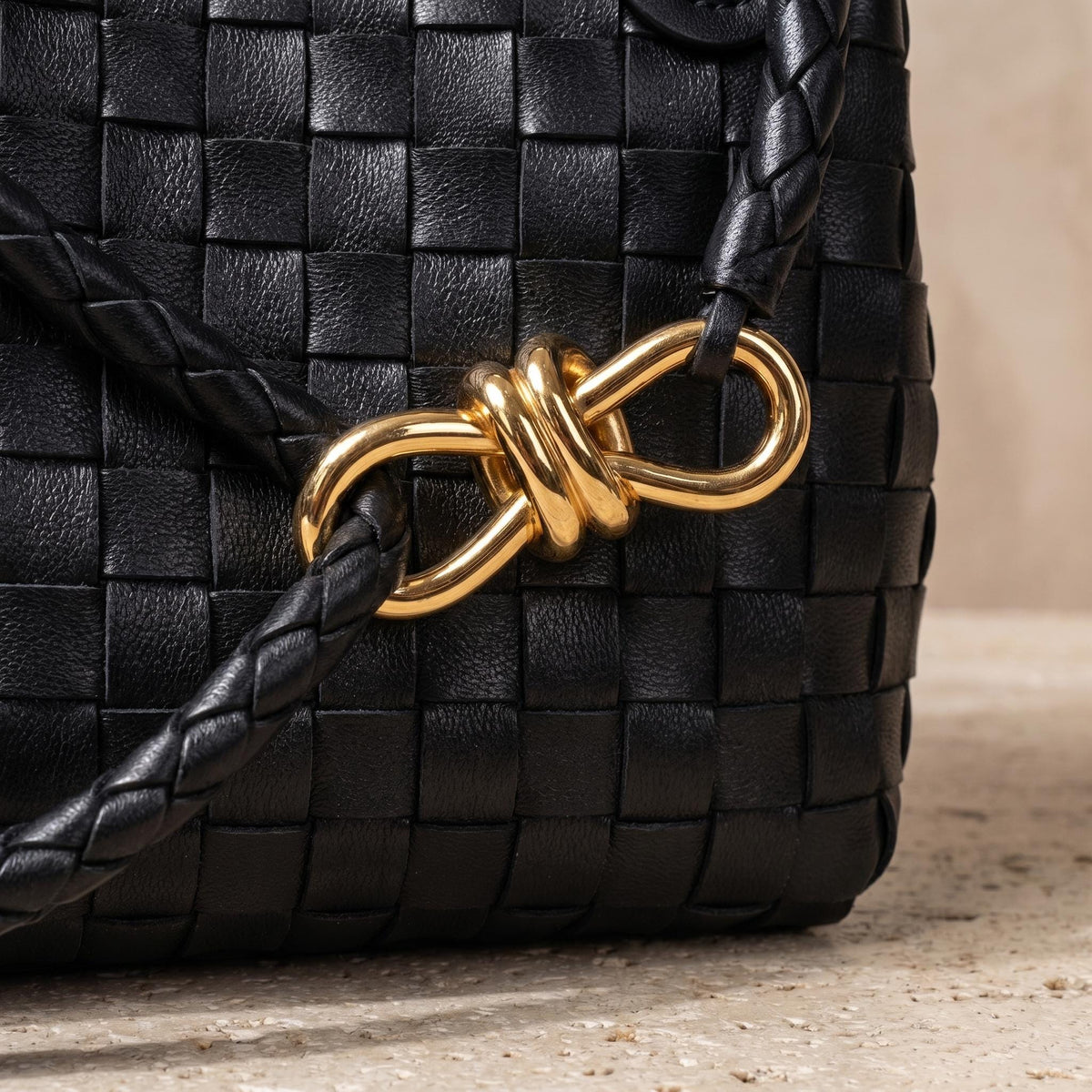 Woven Leather Bucket Bag, Genuine Cowhide Shoulder Purse, Quiet Luxury Crossbody Tote, Minimalist Handmade Handbag, Gift for Her