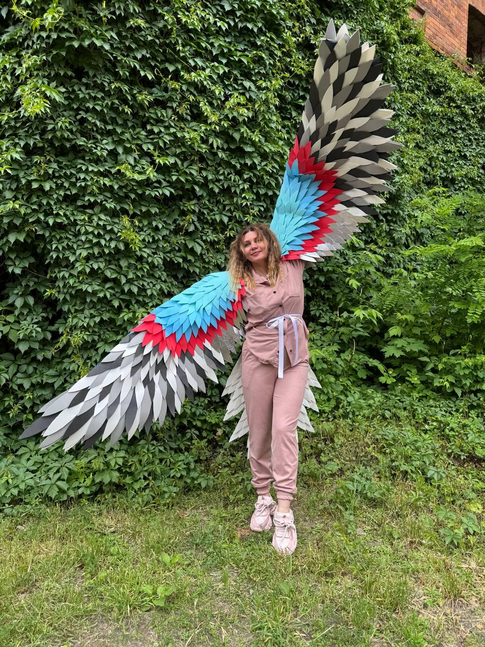 Bird Wings Costume with Tail, Macaw Cosplay, Tropical Parrot Outfit, Large Performance Wings, Festival Carnival Costume image 13