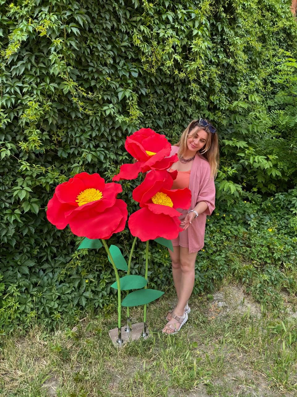 Giant Foam Flower, Oversized Standing Flower, Wedding Backdrop Decor, Event Photo Prop, Large Pink Peony Flower image 5