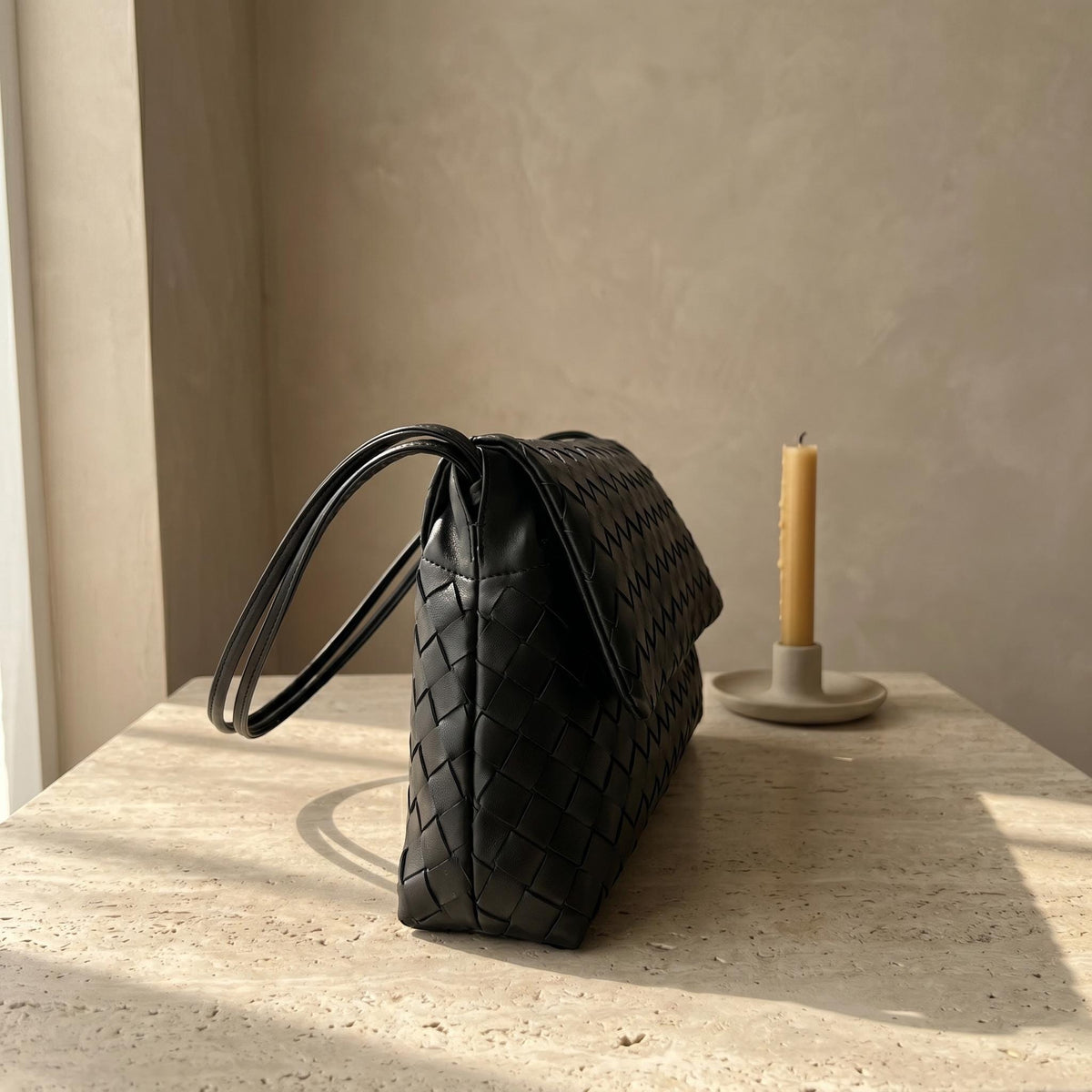 Woven Lambskin Shoulder Bag, Soft Woven Leather Tote, Minimalist Quiet Luxury Handbag, Designer Style Purse, Everyday Bag for Her