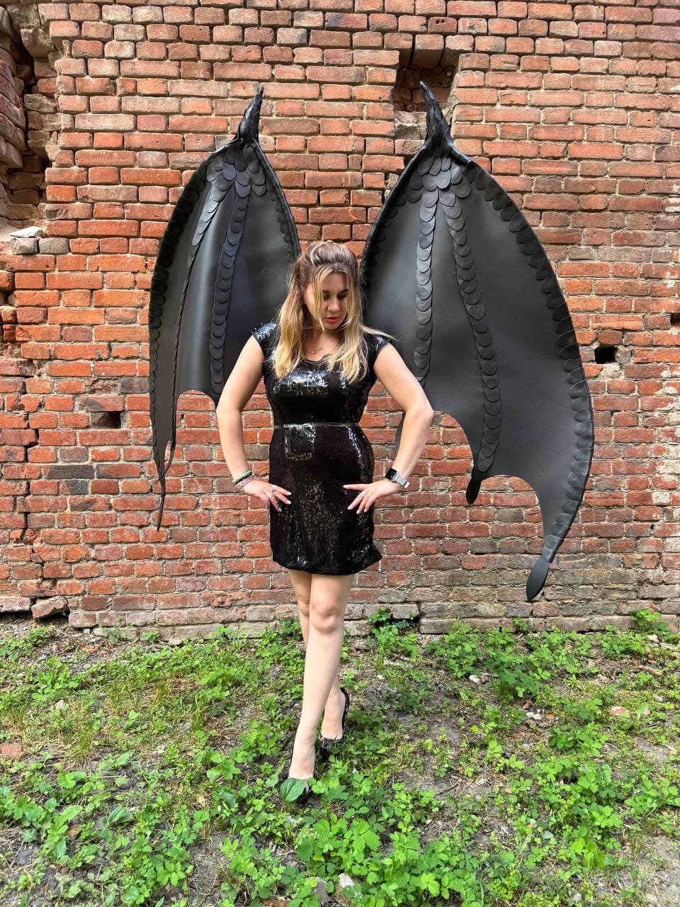 Bat Wings Costume Black Dragon Wings Demon Wings Vampire Cosplay Fursuit Wings Halloween Costume Adult Costume image 7