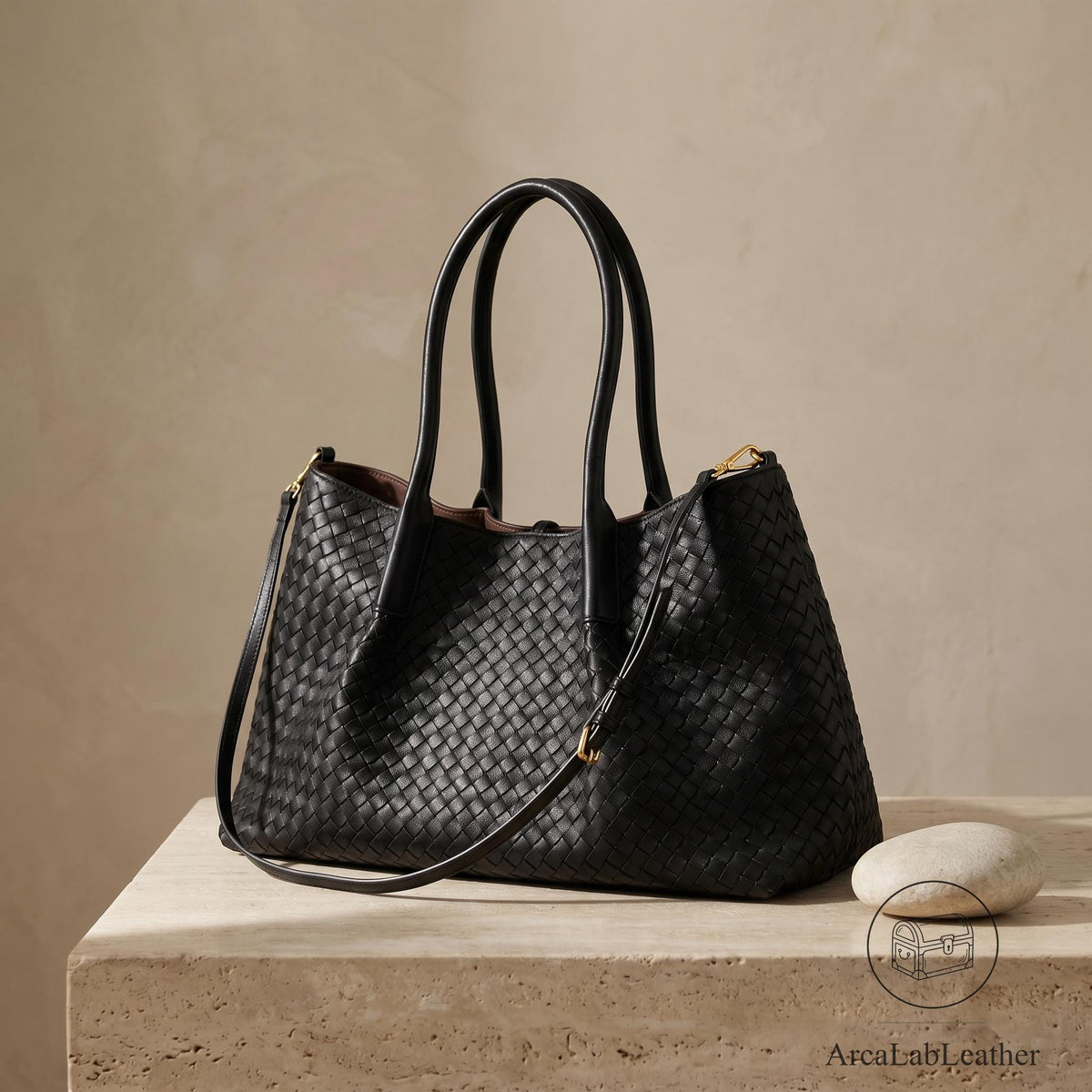 Handwoven Leather Tote Bag, Woven Leather Shoulder Bag, Soft Genuine Leather Purse, Minimalist Quiet Luxury Handbag, Gift for Her