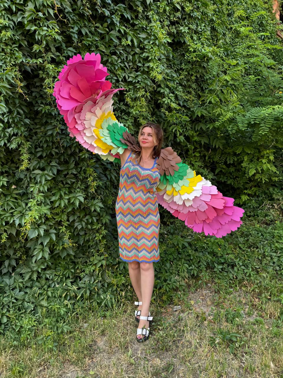Flower Wings Costume, Giant Floral Angel Wings, Fairy Wings, Fantasy Cosplay Wings, Garden Party Costume, Festival Wings, Photo Prop image 2