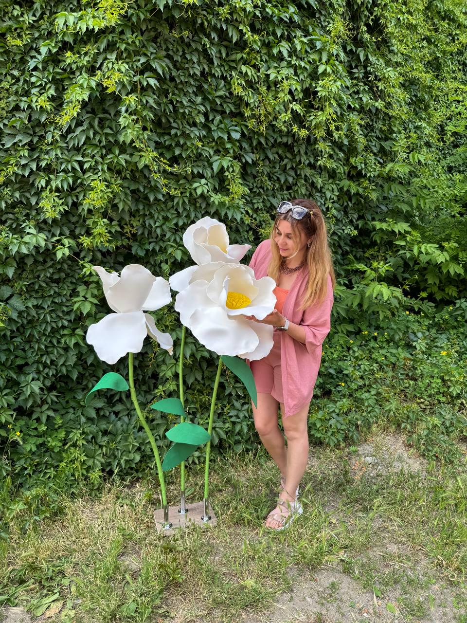 Giant Peony Flowers, Large White Flower Decor, Wedding Ceremony Backdrop, Event Decor, Photo Prop, Large Artificial Flowers image 5