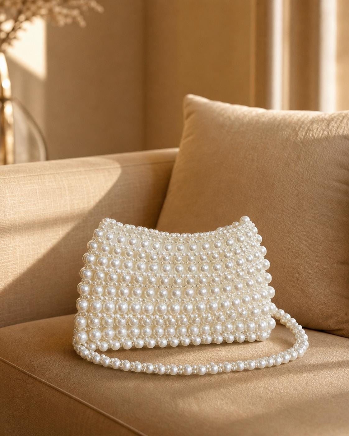Handmade Pearl Beaded Clutch Bag | Elegant Bridal Wedding Purse, Evening Handbag