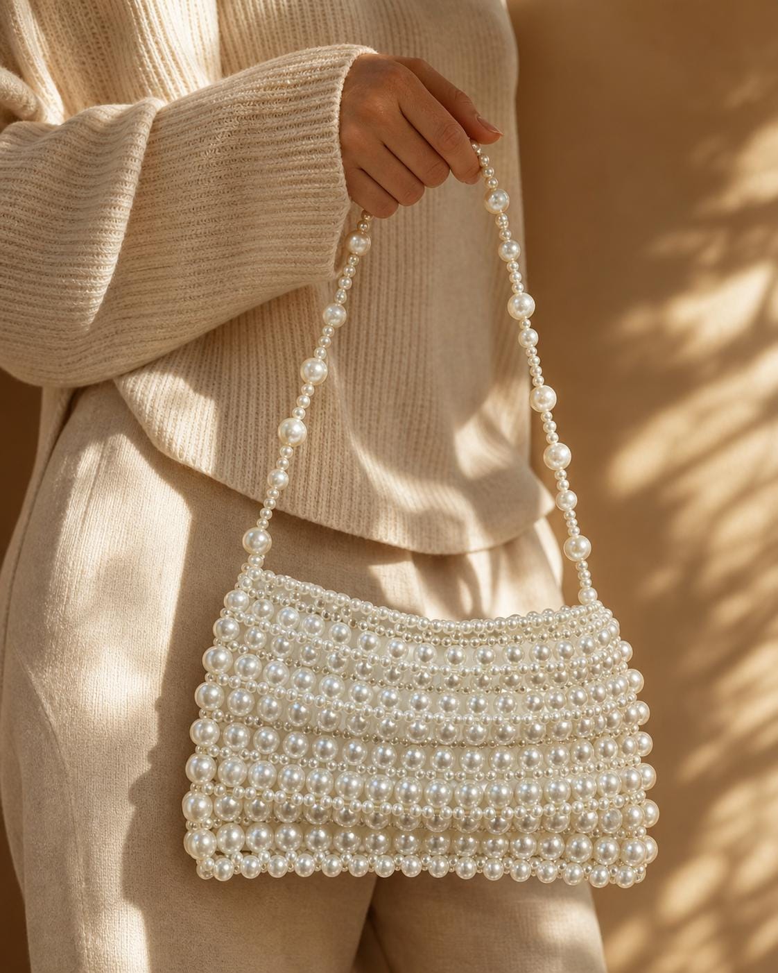 Handmade Pearl Beaded Clutch Bag | Elegant Bridal Wedding Purse, Evening Handbag