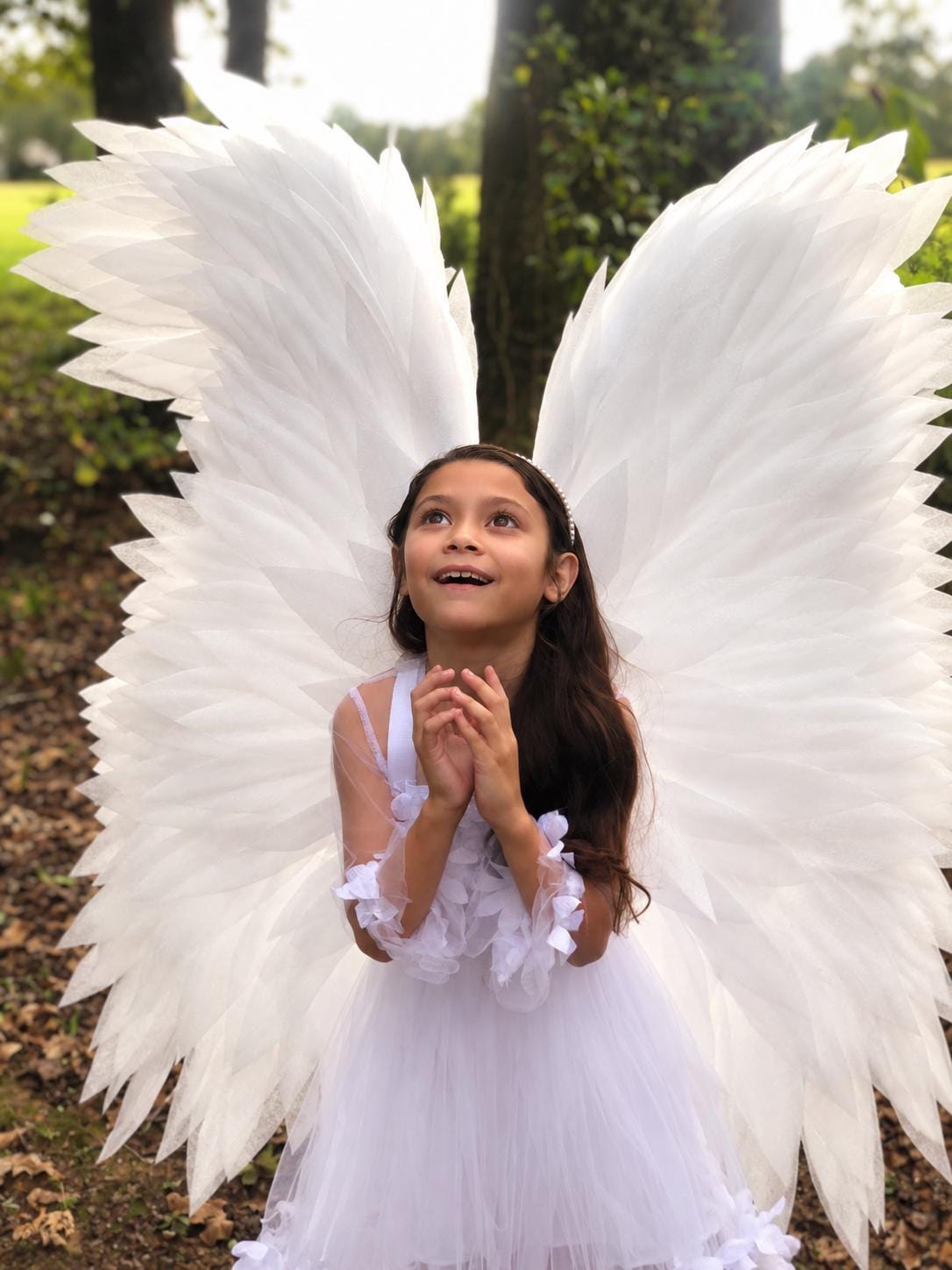 Angel wings costume cosplay white  bird wings cosplay birthday outfit halloween party Christmas cupid costume baby girl