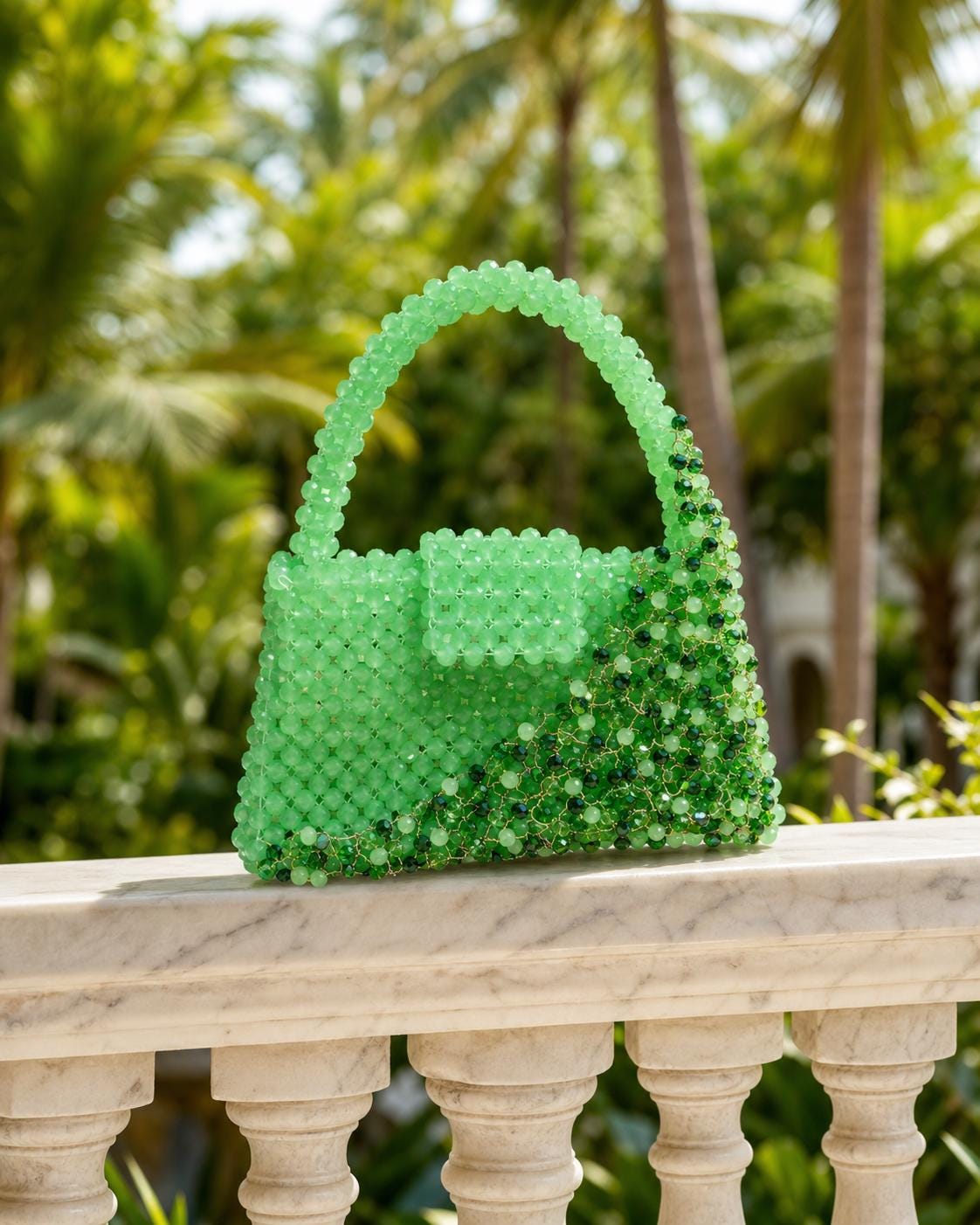 Mint Green Glass Crystal Beaded Handbag Luxury Evening Purse Elegant Wedding Party Statement Accessory