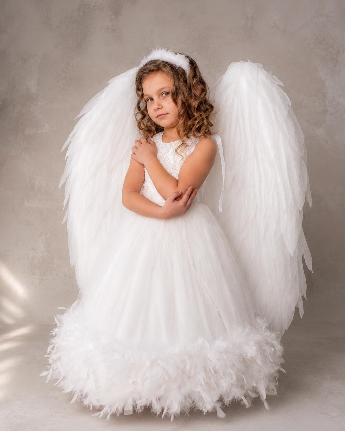 White Angel Wings for Kids – Handmade Angel Costume Wings for Christmas, Halloween & Photoshoots image 1