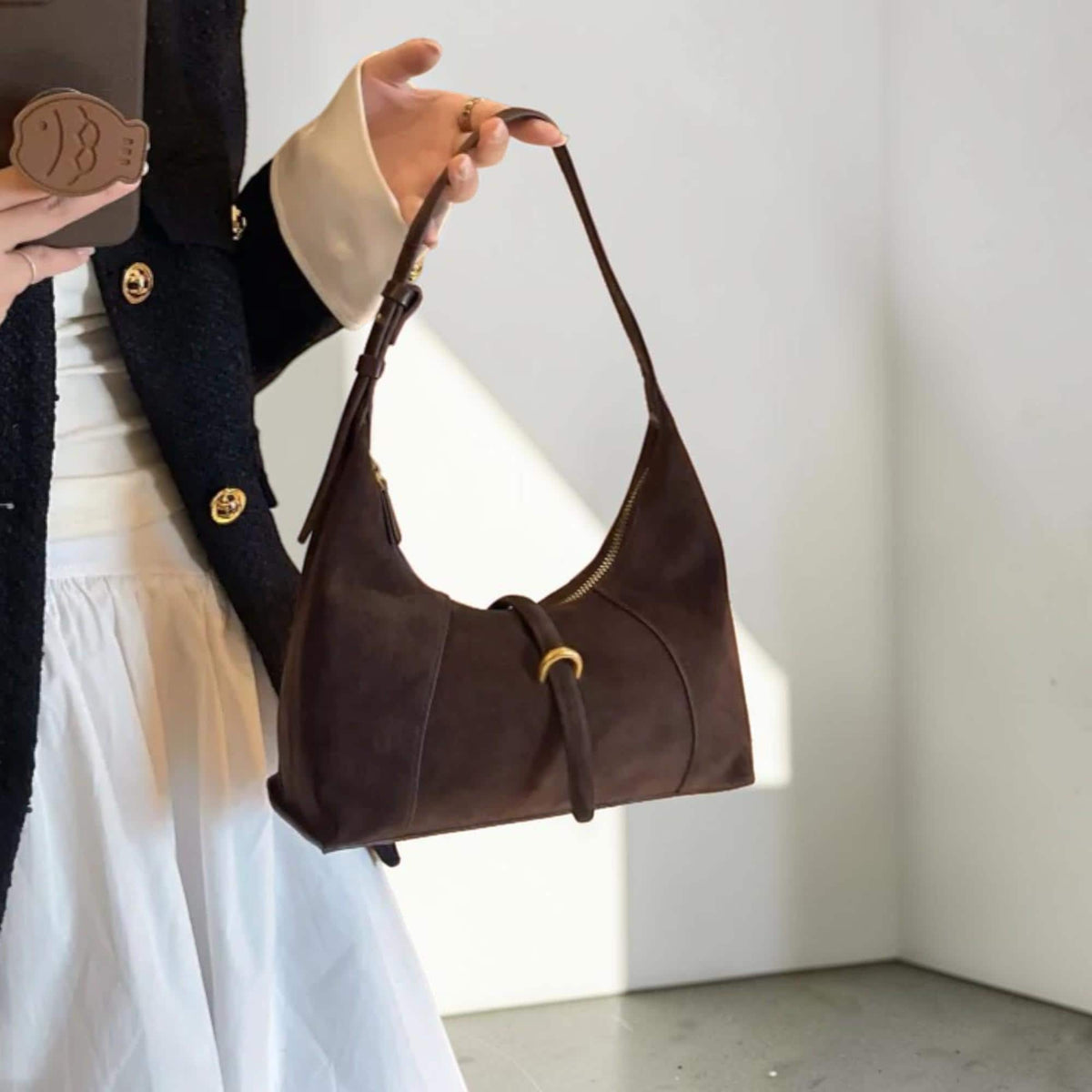 Genuine Leather Shoulder Crossbody Bag Women, Top Grain Cowhide Hobo Bag, Cowhide Underarm Purse, Trendy Everyday Handbag, Leather Tote Bag