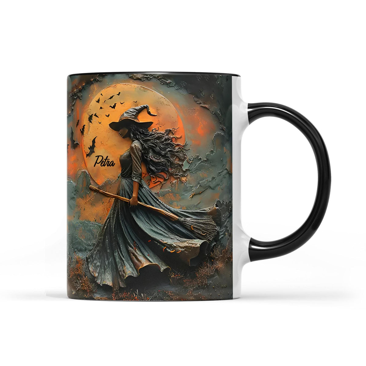 Personalized Witch Halloween Mug, Oil Paint Effect Wiccan Coffee Cup, Witchy Gifts Teacup