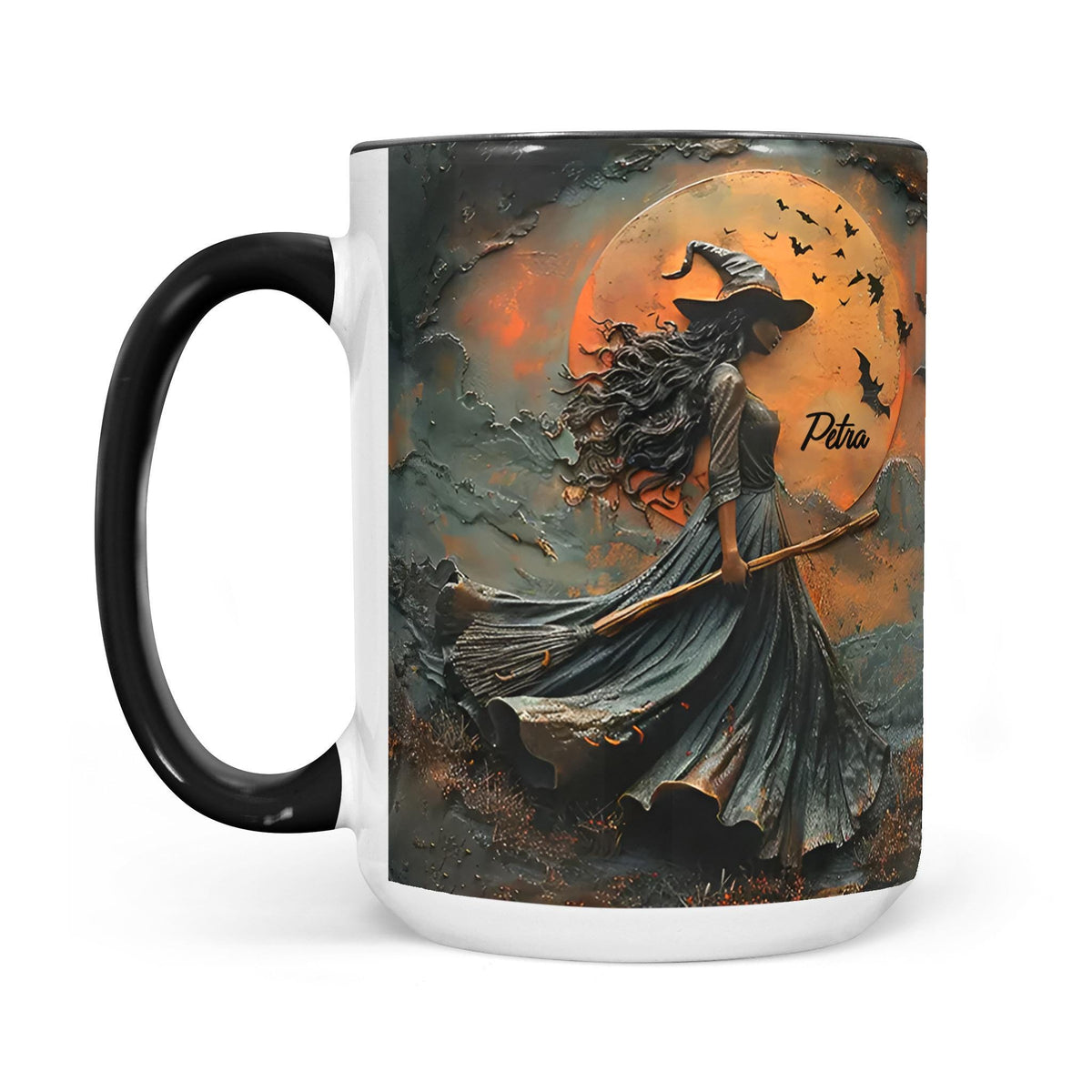 Personalized Witch Halloween Mug, Oil Paint Effect Wiccan Coffee Cup, Witchy Gifts Teacup