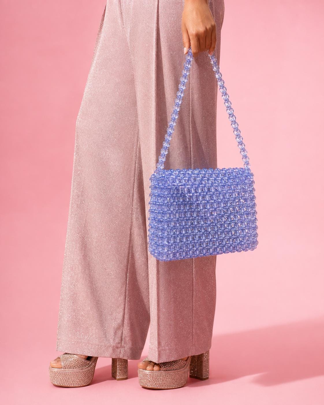 Handmade Crystal Beaded Shoulder Bag, Y2K Mini Handbag, Evening Party Clutch