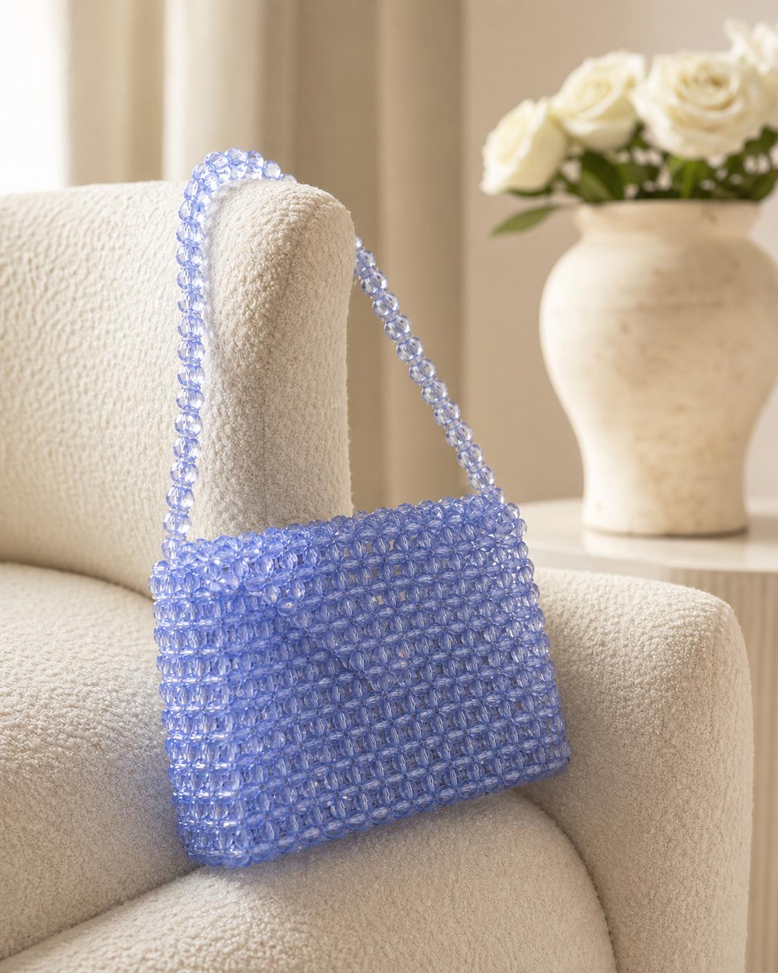 Handmade Crystal Beaded Shoulder Bag, Y2K Mini Handbag, Evening Party Clutch