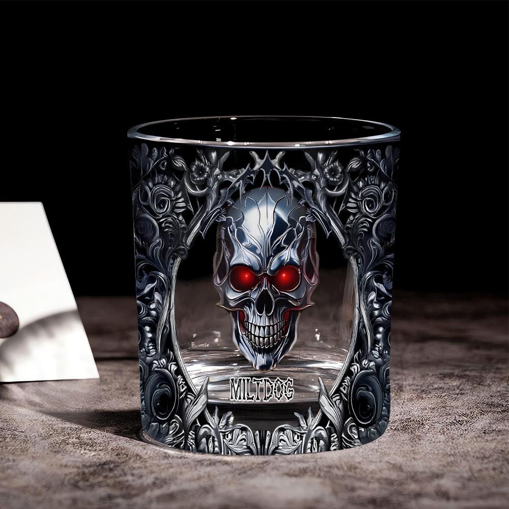 Skeleton Gothic Favorite Spirit Is Whiskey - Personalized Whiskey Glass, Bar Gift, Best Man Gift, Dad Gifts, Christmas Gift for Him