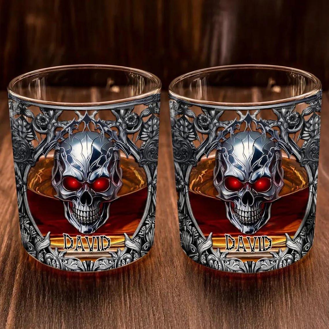 Skeleton Gothic Favorite Spirit Is Whiskey - Personalized Whiskey Glass, Bar Gift, Best Man Gift, Dad Gifts, Christmas Gift for Him