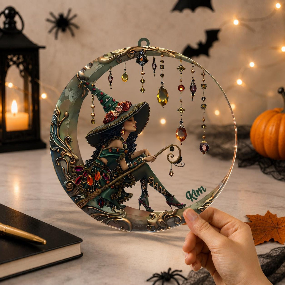 Beautiful Witch Personalized Witch Window Hanging Suncatcher Ornament, Halloween Witch Decor, Witchy Home Art, Fall Decor, Halloween Gifts