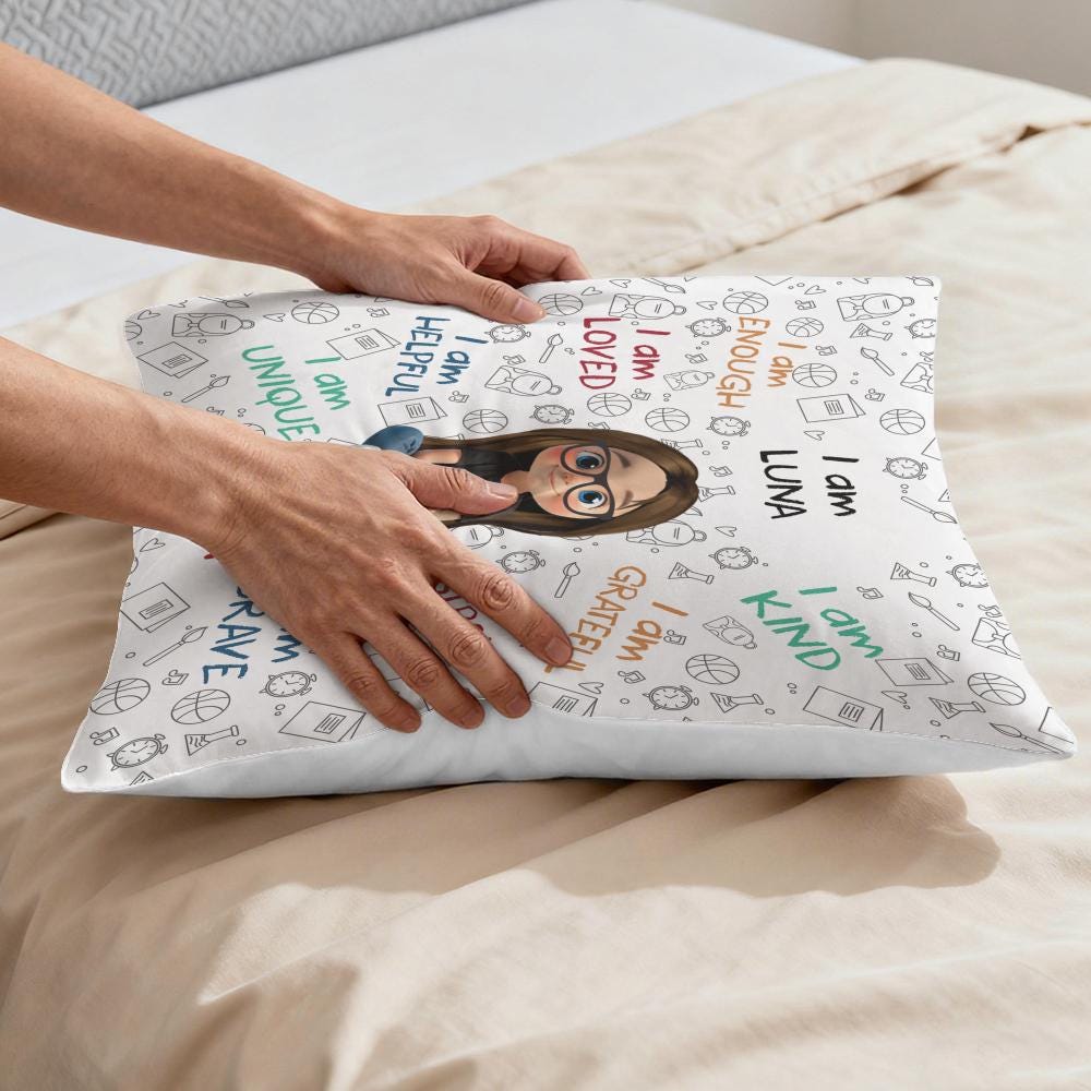 I Am Brave, Kind, Confident - Empowering Pillow for Young Girls, Personalized Custom Pillow, Christmas Gift For Daughters And Young Girls
