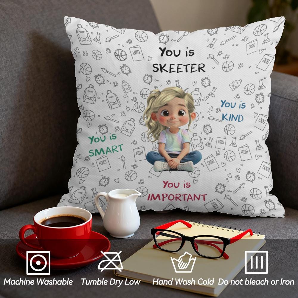 You Is Kind Smart Important Pillow, Personalized Affirmation Pillow for Girls, Empowering Daughter Gift