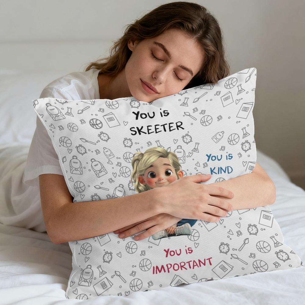 You Is Kind Smart Important Pillow, Personalized Affirmation Pillow for Girls, Empowering Daughter Gift