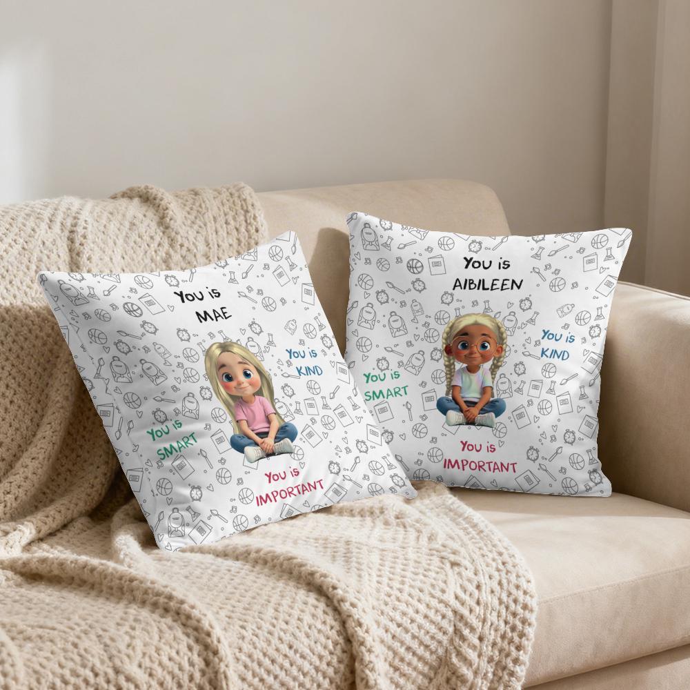 You Is Kind Smart Important Pillow, Personalized Affirmation Pillow for Girls, Empowering Daughter Gift