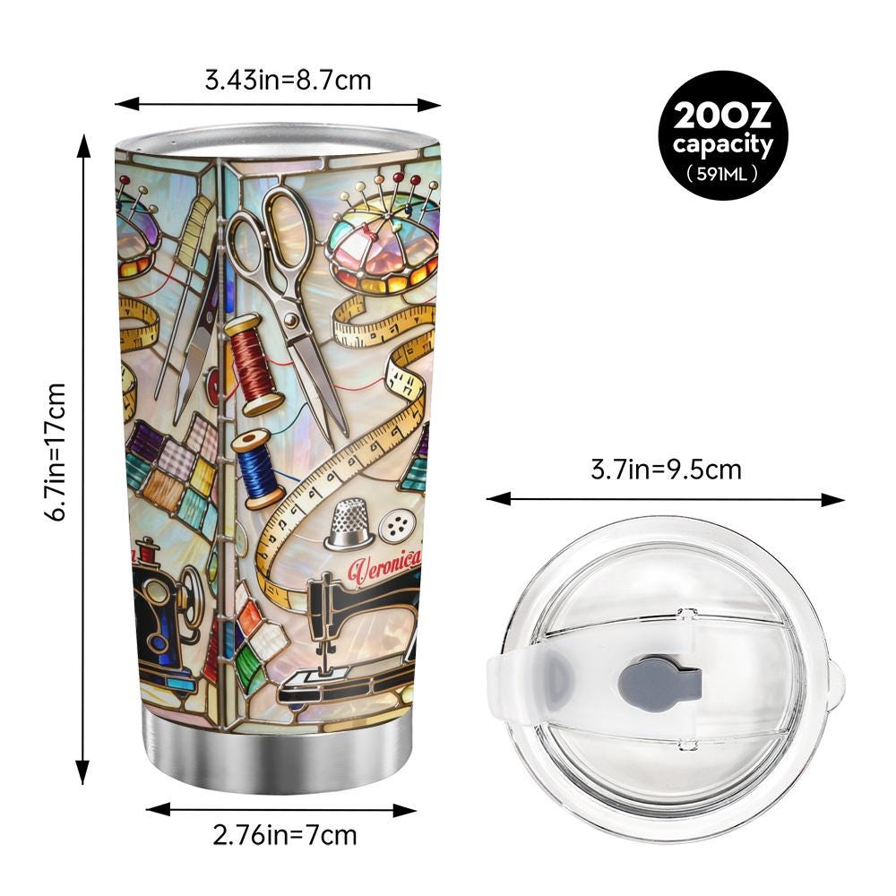 Love Sewing - Personalized Sewing Tumbler, Sewing Tools Drinkware, Sewing Lover Gift, Stainless Steel Cup Gift for Tailor