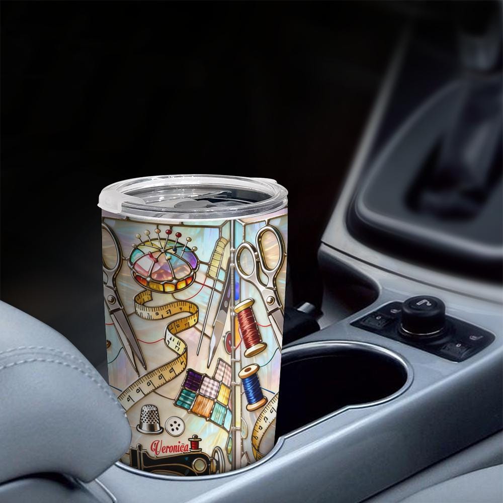 Love Sewing - Personalized Sewing Tumbler, Sewing Tools Drinkware, Sewing Lover Gift, Stainless Steel Cup Gift for Tailor