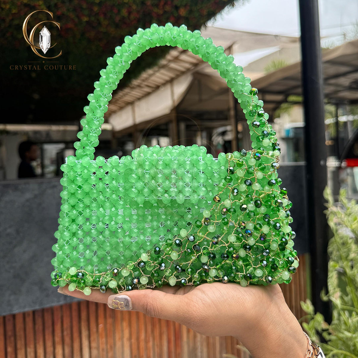 Mint Green Glass Crystal Beaded Handbag Luxury Evening Purse Elegant Wedding Party Statement Accessory