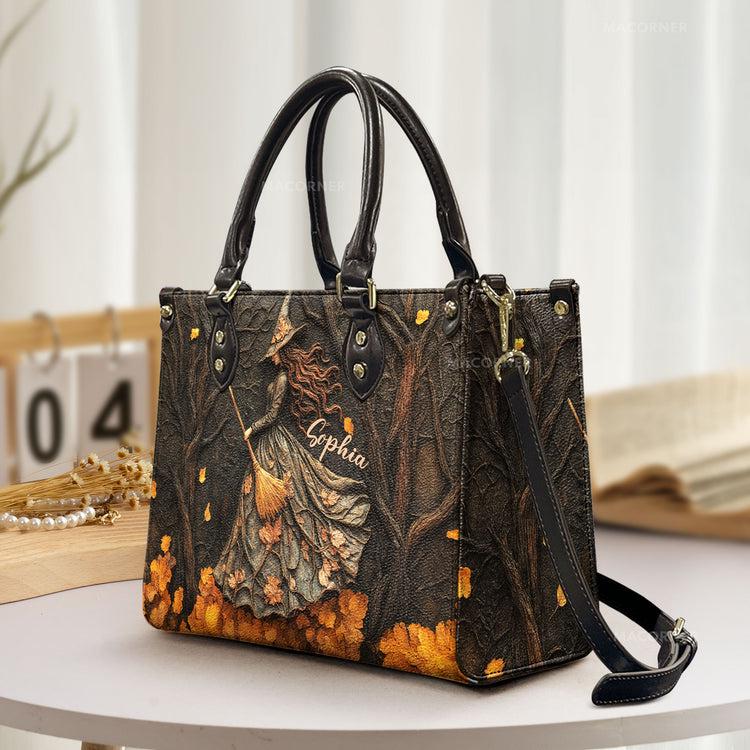 Personalized Witch Bag & Wallet Set, Custom Gothic Witch Purse and Leather Wallet, Witch Halloween Gift for Women, Spooky Fall Accessories